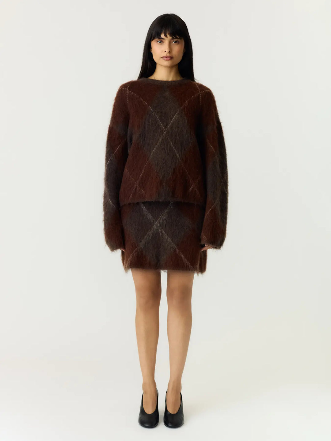 Yasargy Ls Mohair Blend Knit Pullover S. - Coffee Bean Incence/Sepia/Oatmeal