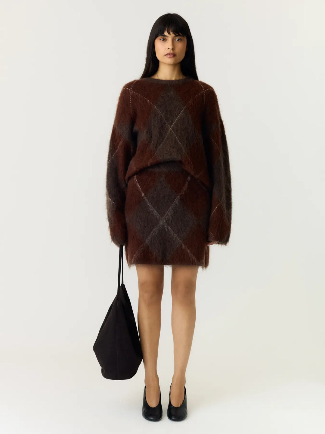 Yasargy Ls Mohair Blend Knit Pullover S. - Coffee Bean Incence/Sepia/Oatmeal