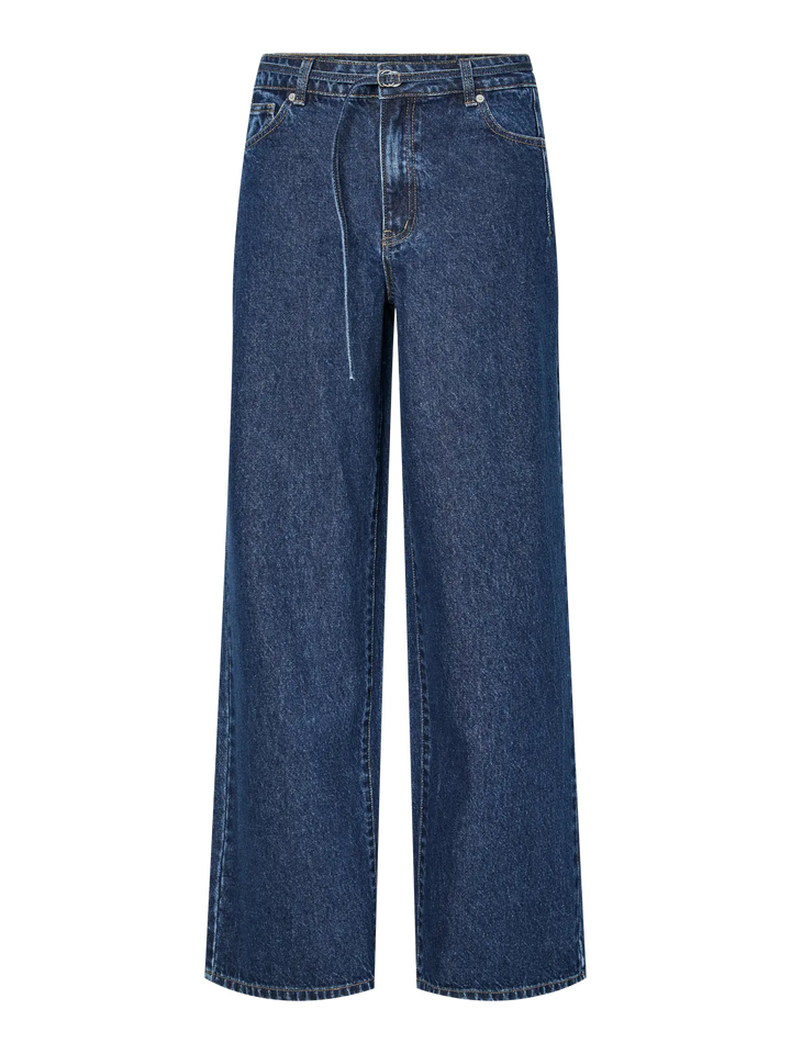 Yasalia Mw Belt Wide Jeans S. - Medium Blue Denim
