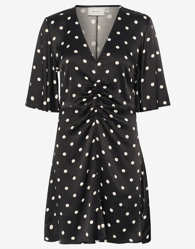 GZDotta SS Dress Black with egret dot