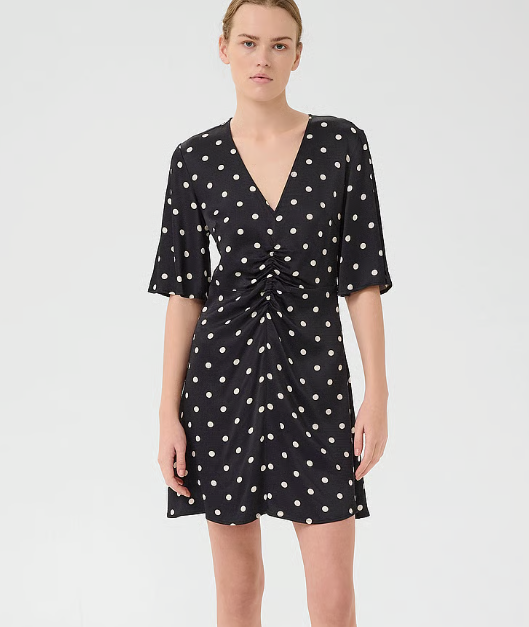 GZDotta SS Dress Black with egret dot