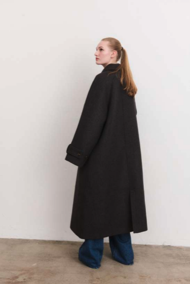 Magda Coat - Navy Houndstooth