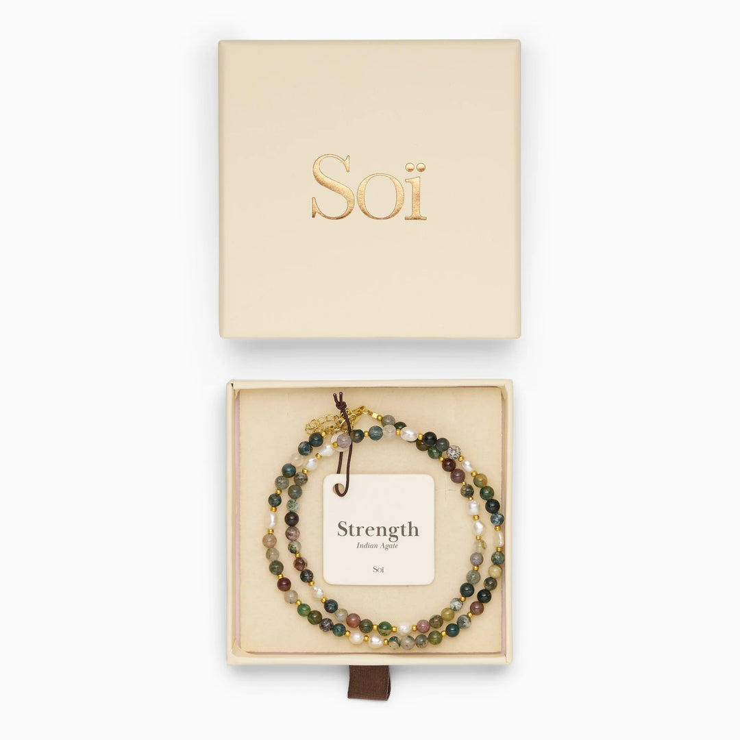 Halskjede - Ellie - Indian Agate Pearl (Strenght)