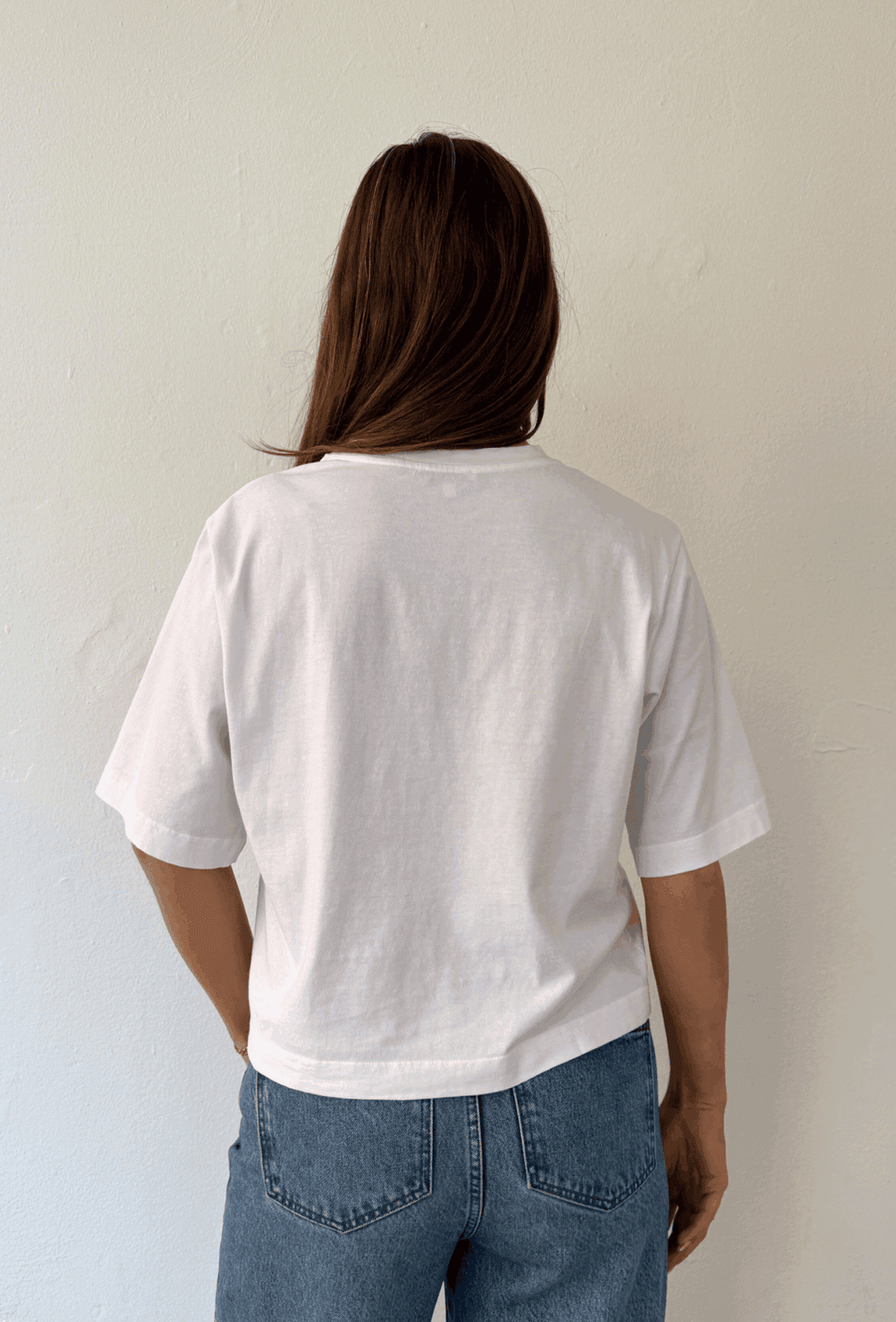 Stampe o-neck Tee boxy - White