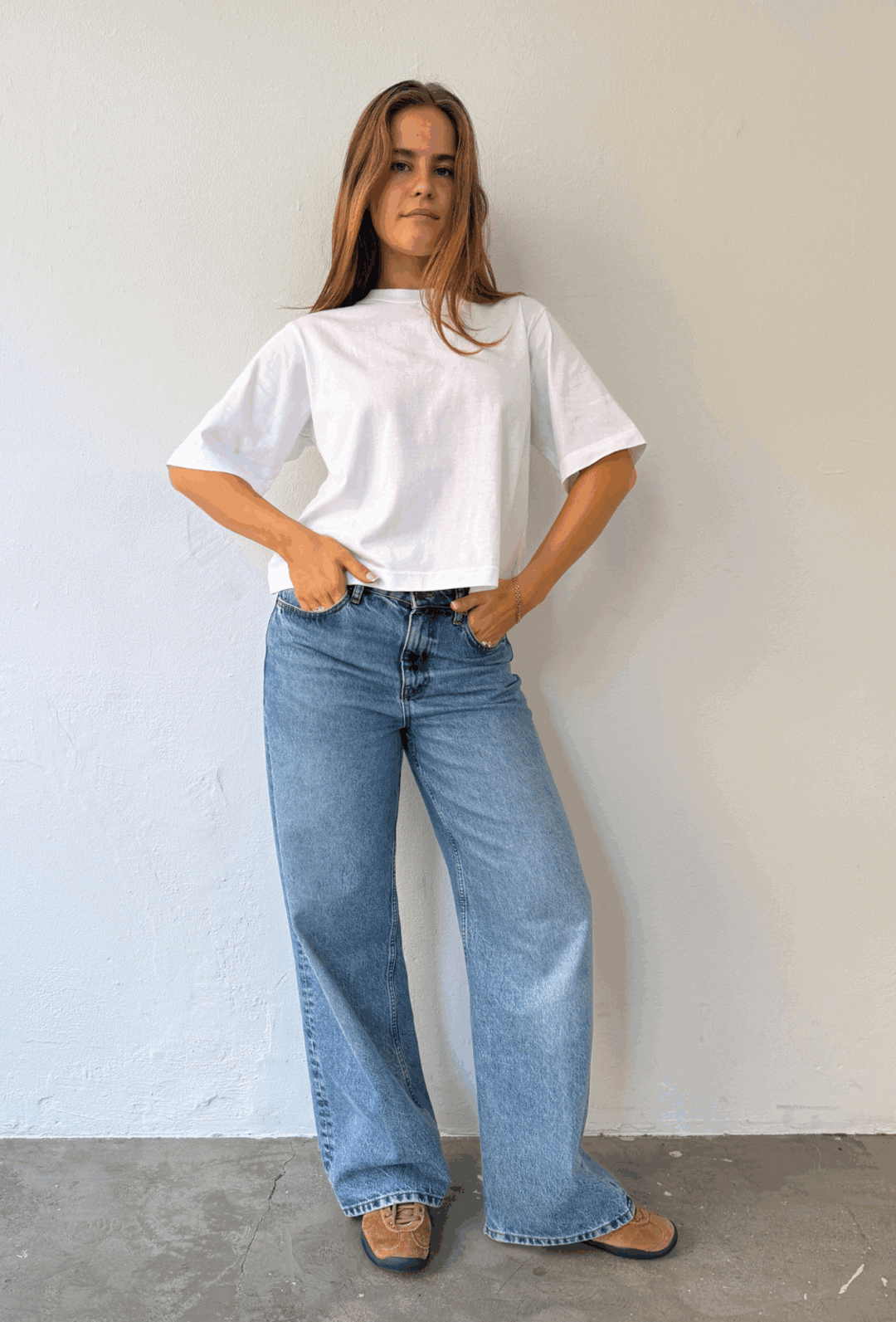 Stampe o-neck Tee boxy - White