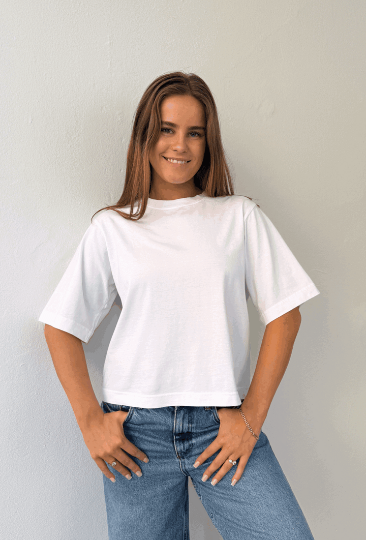 Stampe o-neck Tee boxy - White
