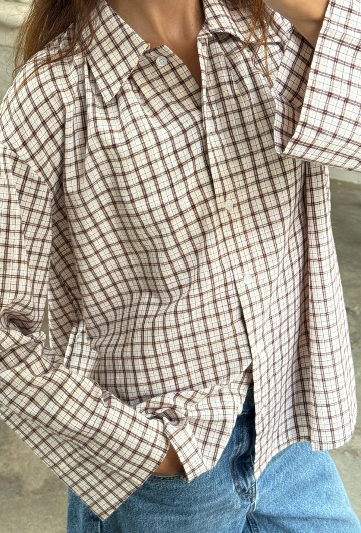 Tinsi Check Shirt - Bordeaux/beige