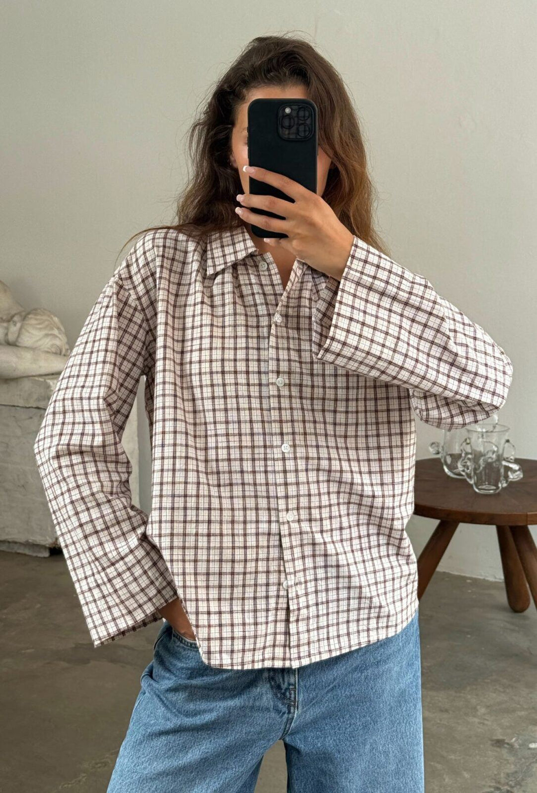 Tinsi Check Shirt - Bordeaux/beige