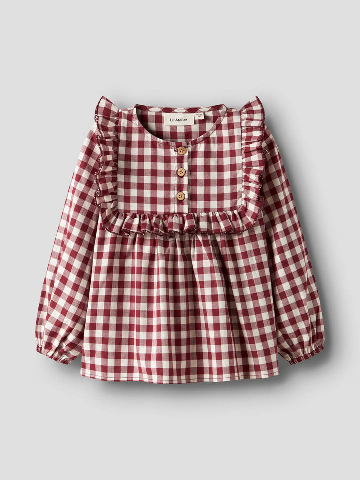 Nmfrio Ls Loose Shirt Lil - Red Dahlia