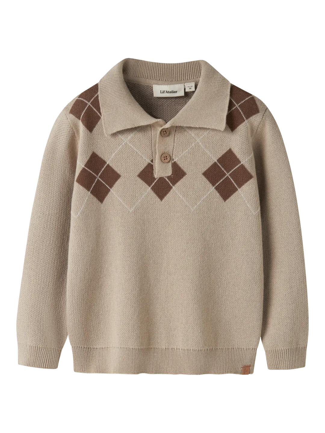 Nmmronan Ls Knit Polo Lil - White Pepper