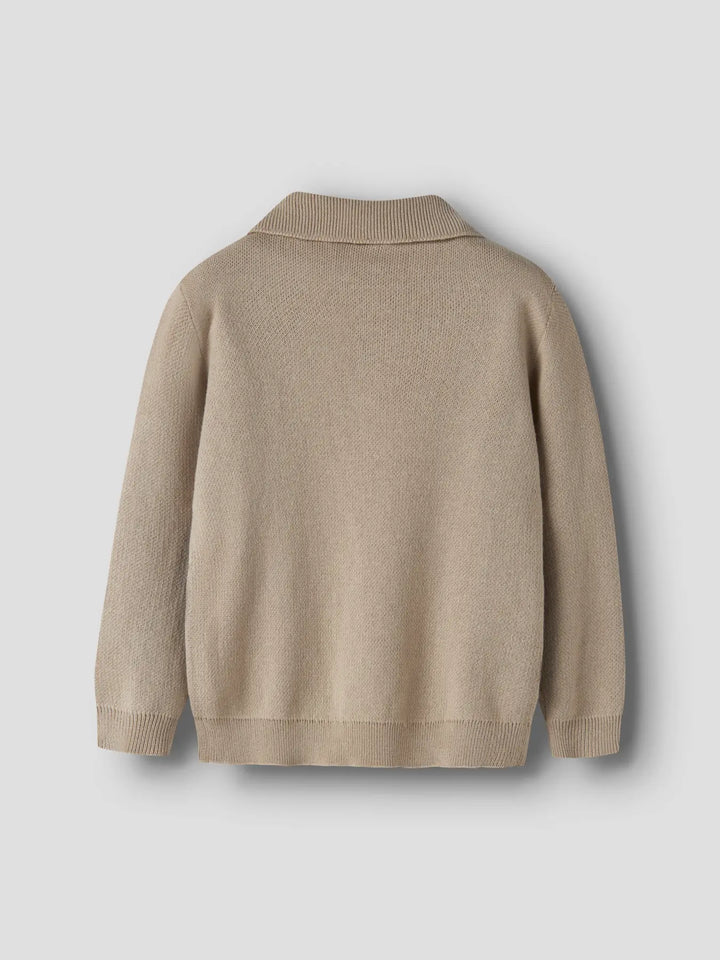 Nmmronan Ls Knit Polo Lil - White Pepper