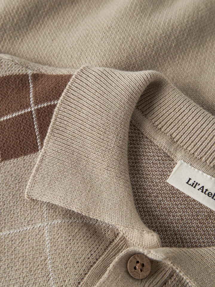 Nmmronan Ls Knit Polo Lil - White Pepper