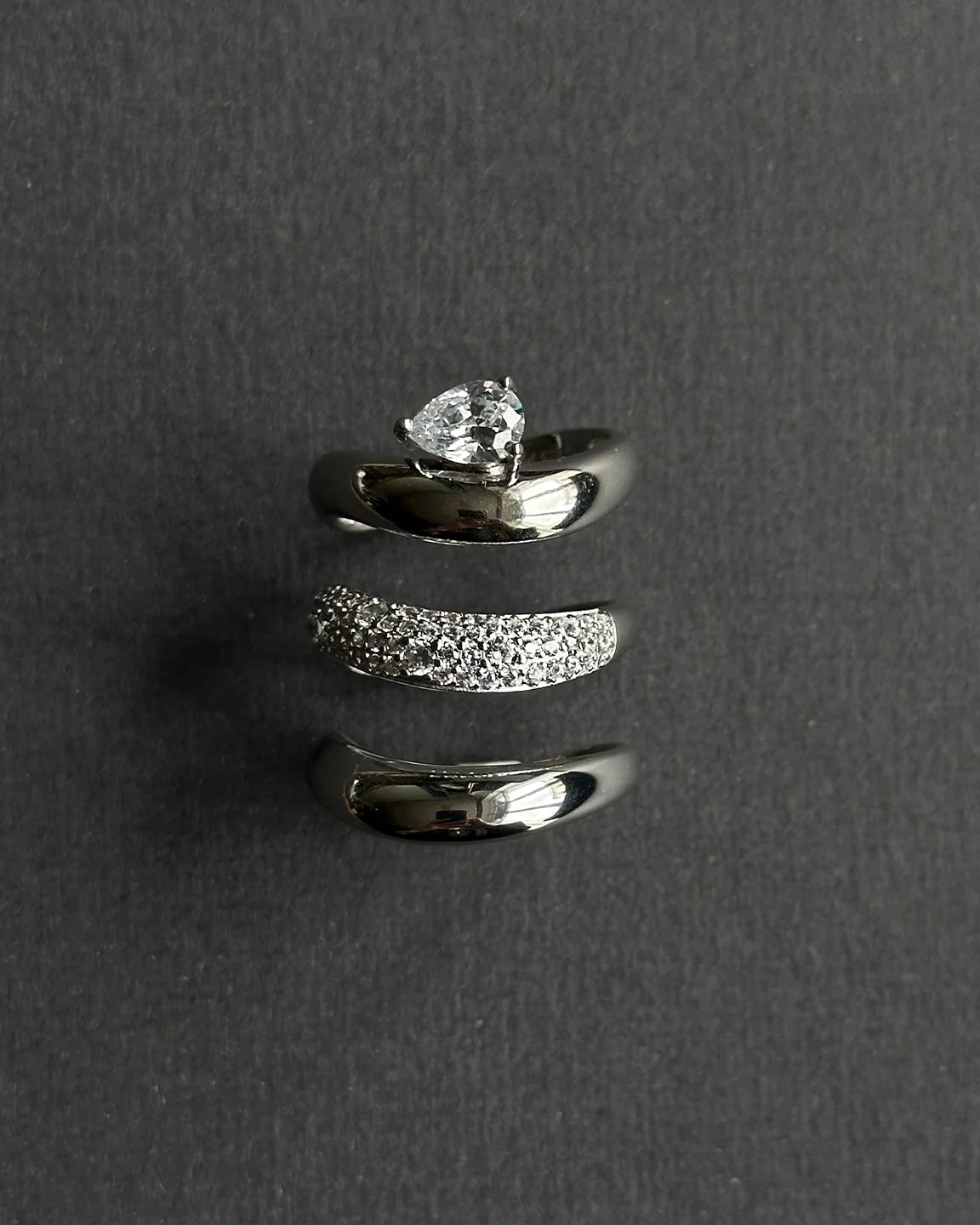 Wave Pave Ring - Sølv