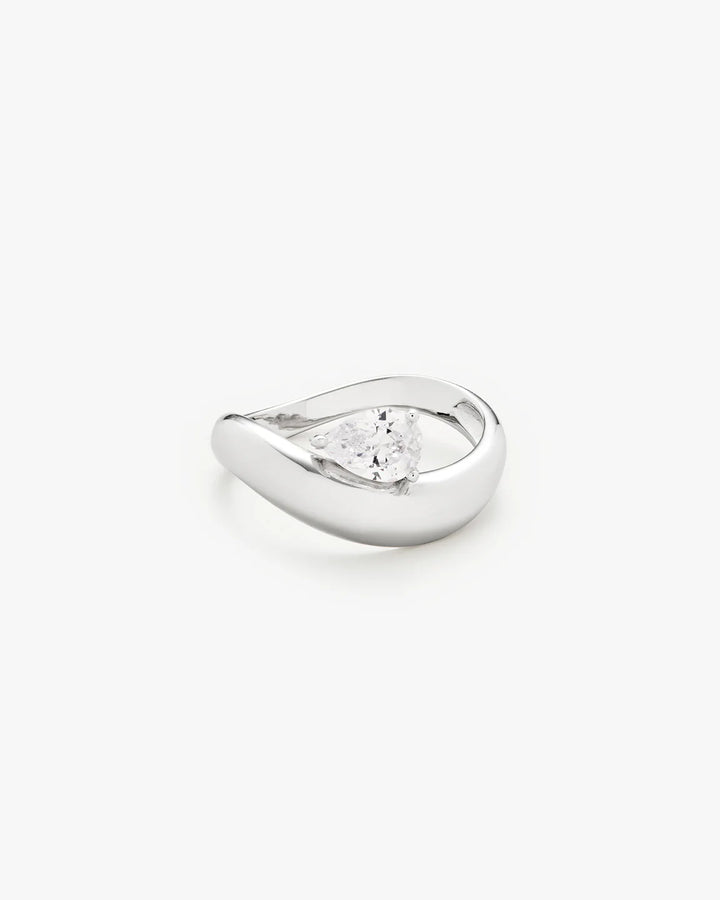 Wave Pear Ring - Sølv