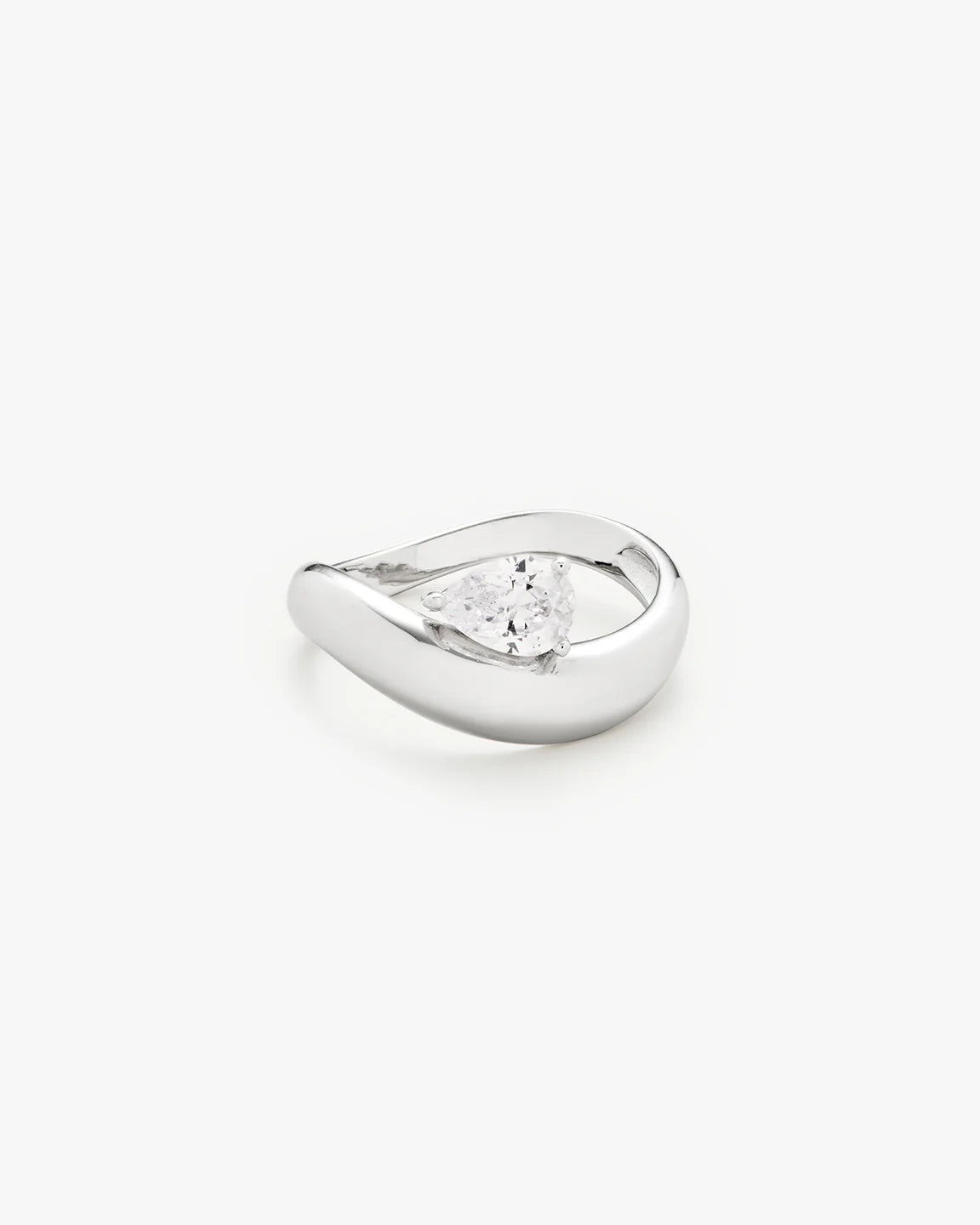 Wave Pear Ring - Sølv