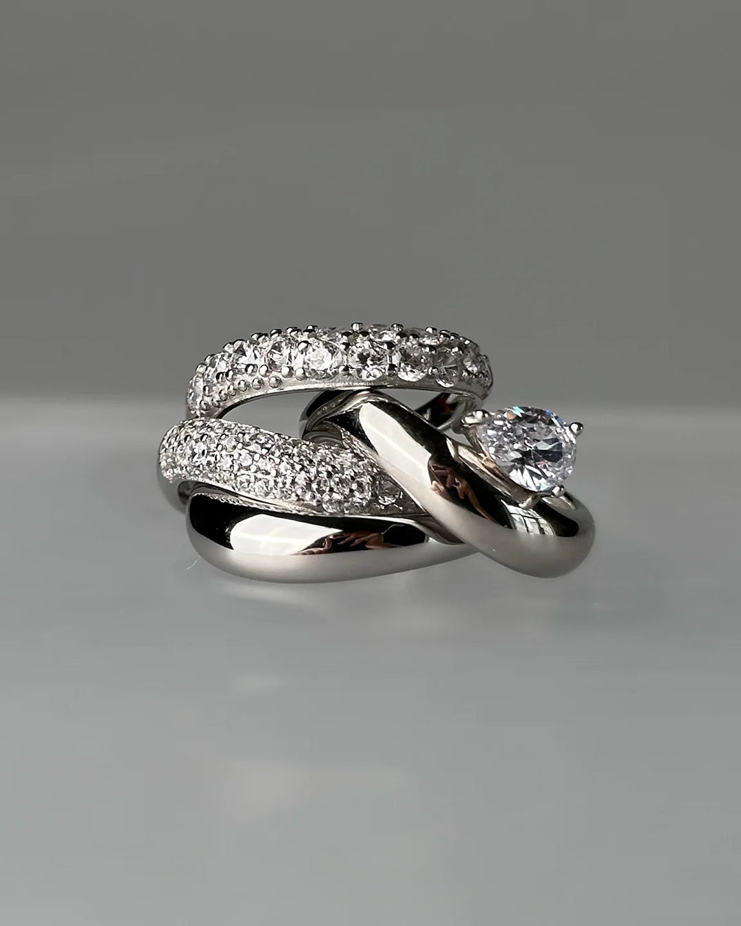 Wave Pear Ring - Sølv
