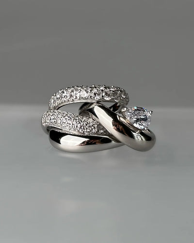 Wave Pear Ring - Sølv