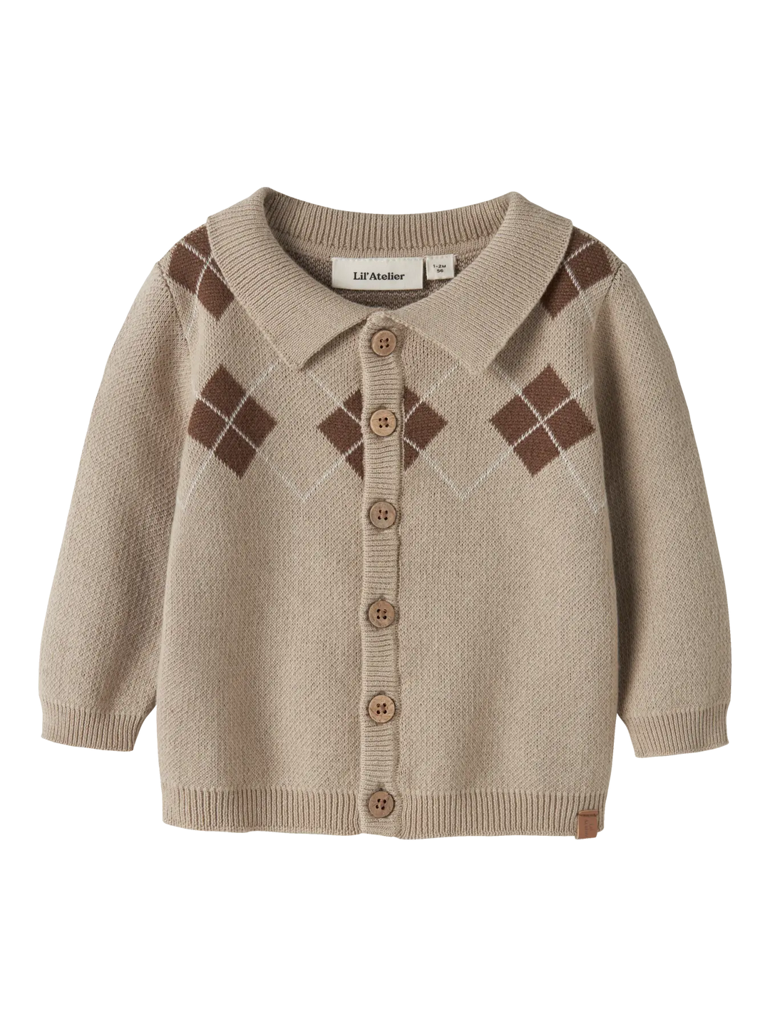 Nbmronan Ls Knit Polo Card Lil - White Pepper