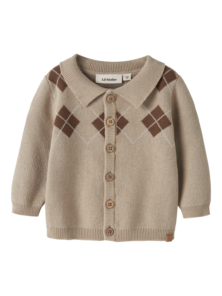 Nbmronan Ls Knit Polo Card Lil - White Pepper