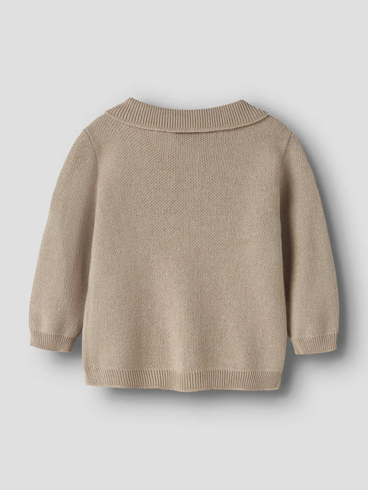 Nbmronan Ls Knit Polo Card Lil - White Pepper