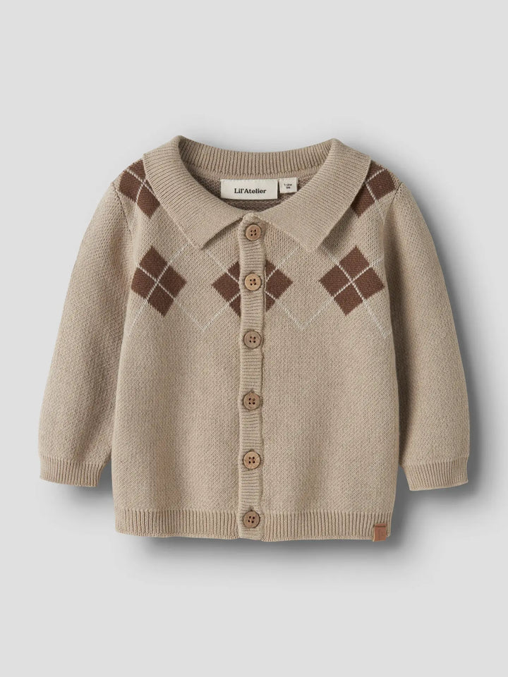Nbmronan Ls Knit Polo Card Lil - White Pepper