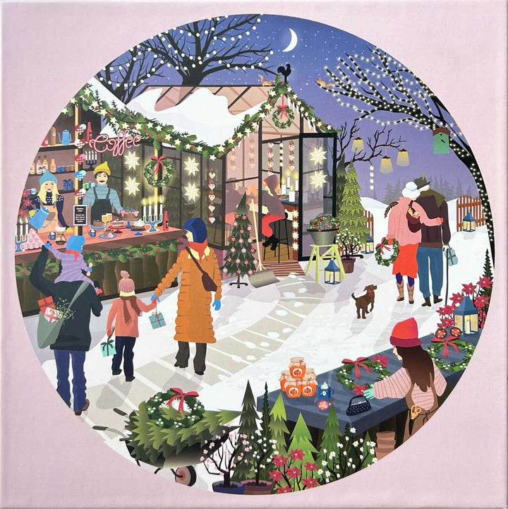 Christmas Market - Rundt puslespill med 1.000 brikker