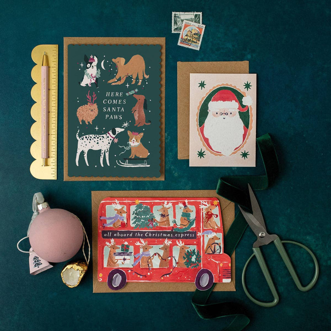 Here comes Santa Paws - Julekort