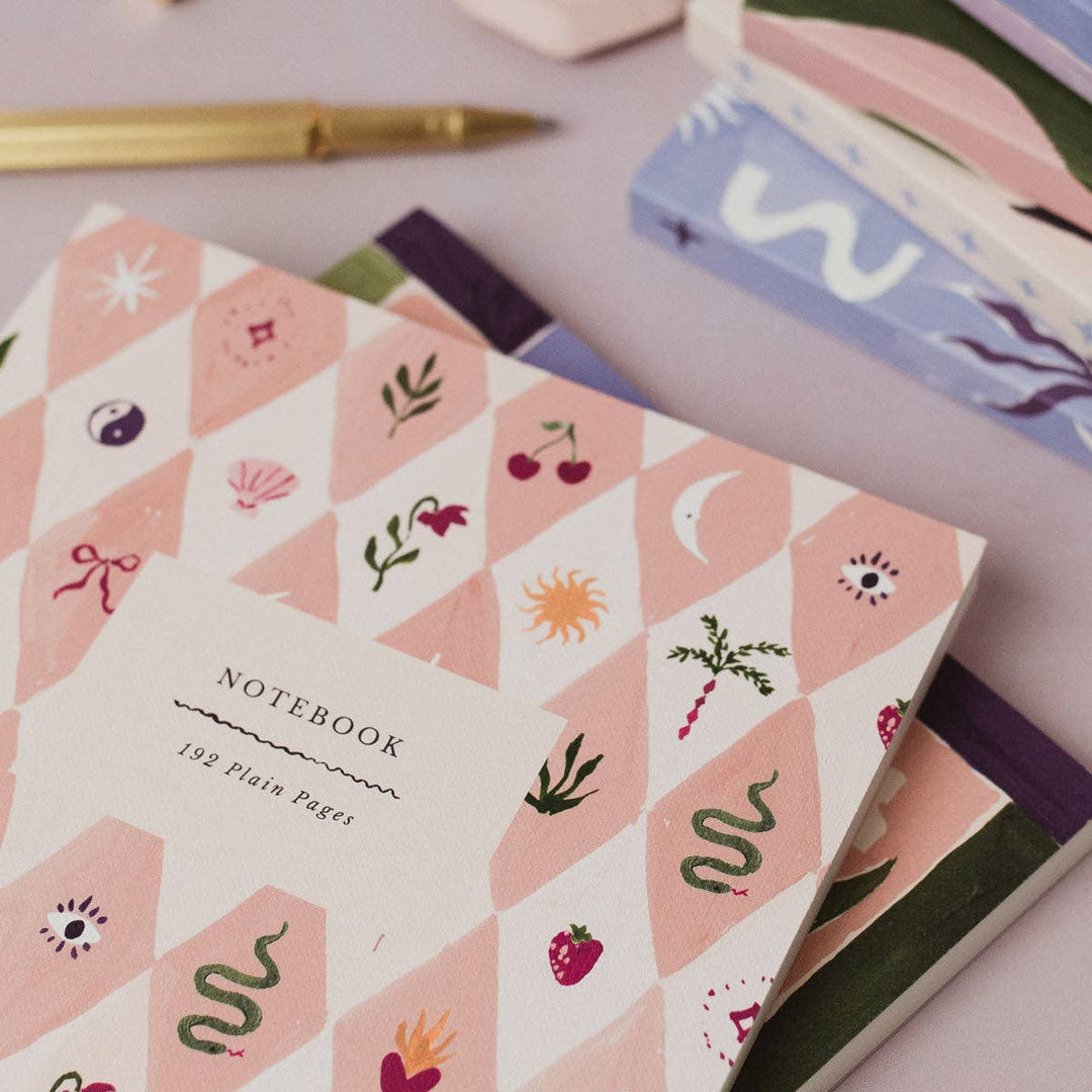 Blush Harlequin Notebook - Plain Page Journal