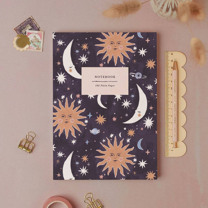 Sun And Moon Notebook - Plain Page Journal