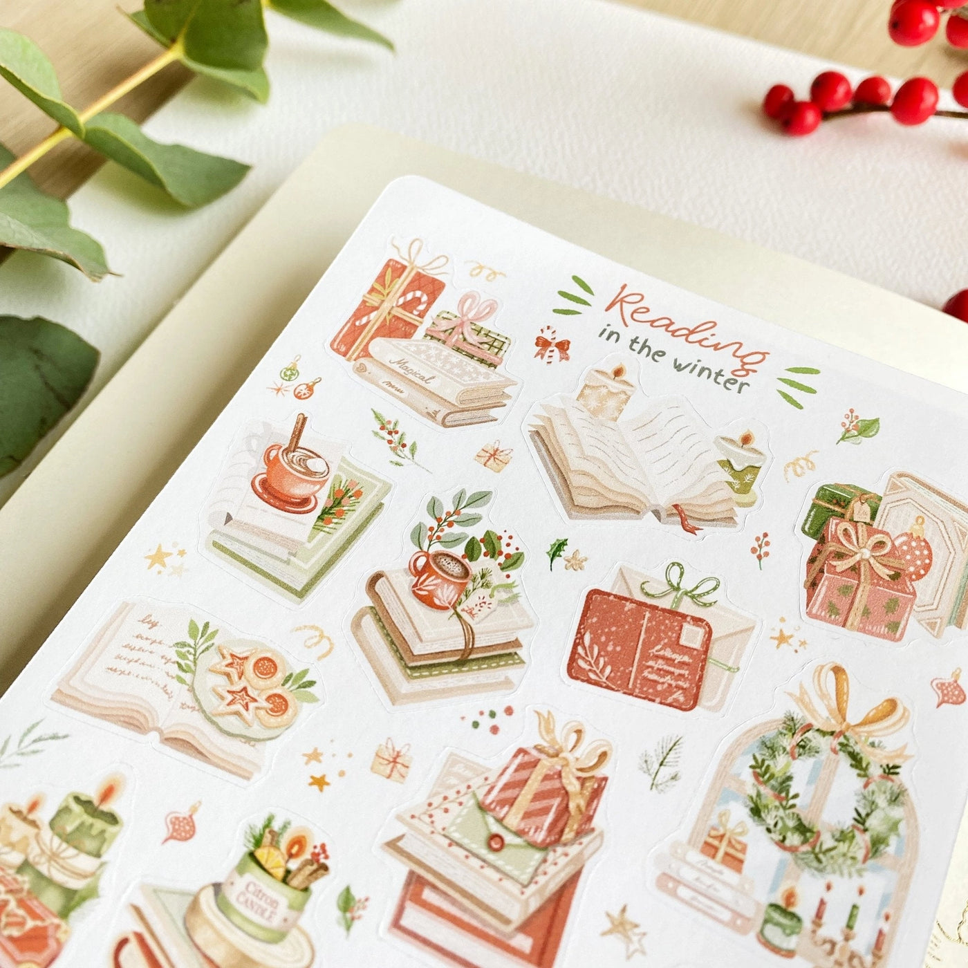 Reading in the winter | Klistremerker