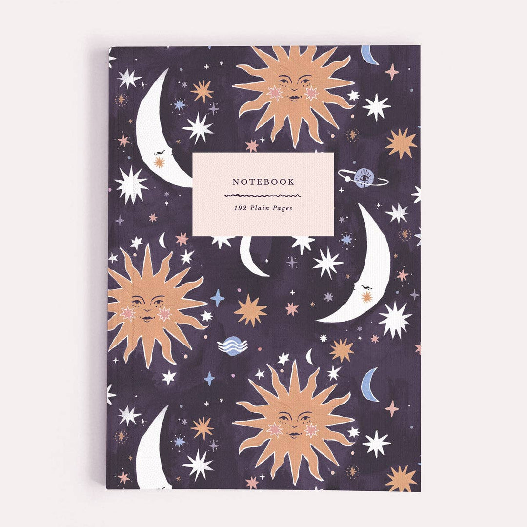 Sun And Moon Notebook - Plain Page Journal