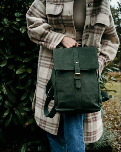 Organic Backpack - Striped Green