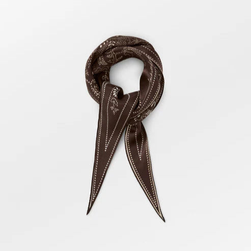 Dotted Flora Diamond Scarf - Hot Fudge Brown