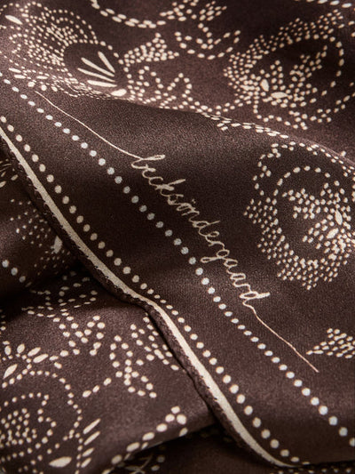 Dotted Flora Diamond Scarf - Hot Fudge Brown