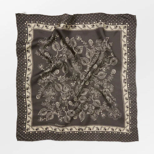 Dotted Flora Sia Scarf - Hot Fudge Brown