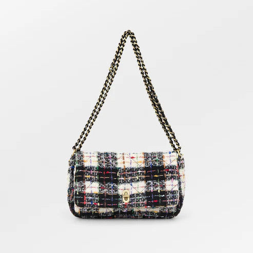 Boucle Checked Hollis Bag - Black