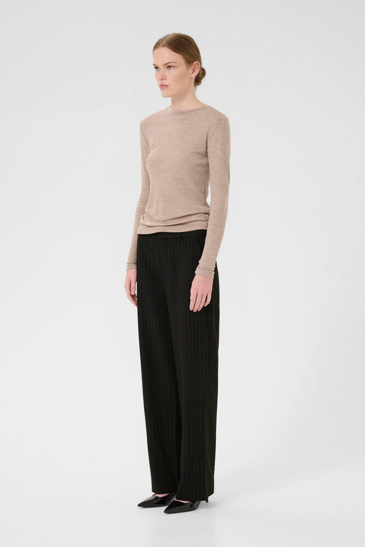 JoelleGZ pinstripe MW pants - Black pinstripe