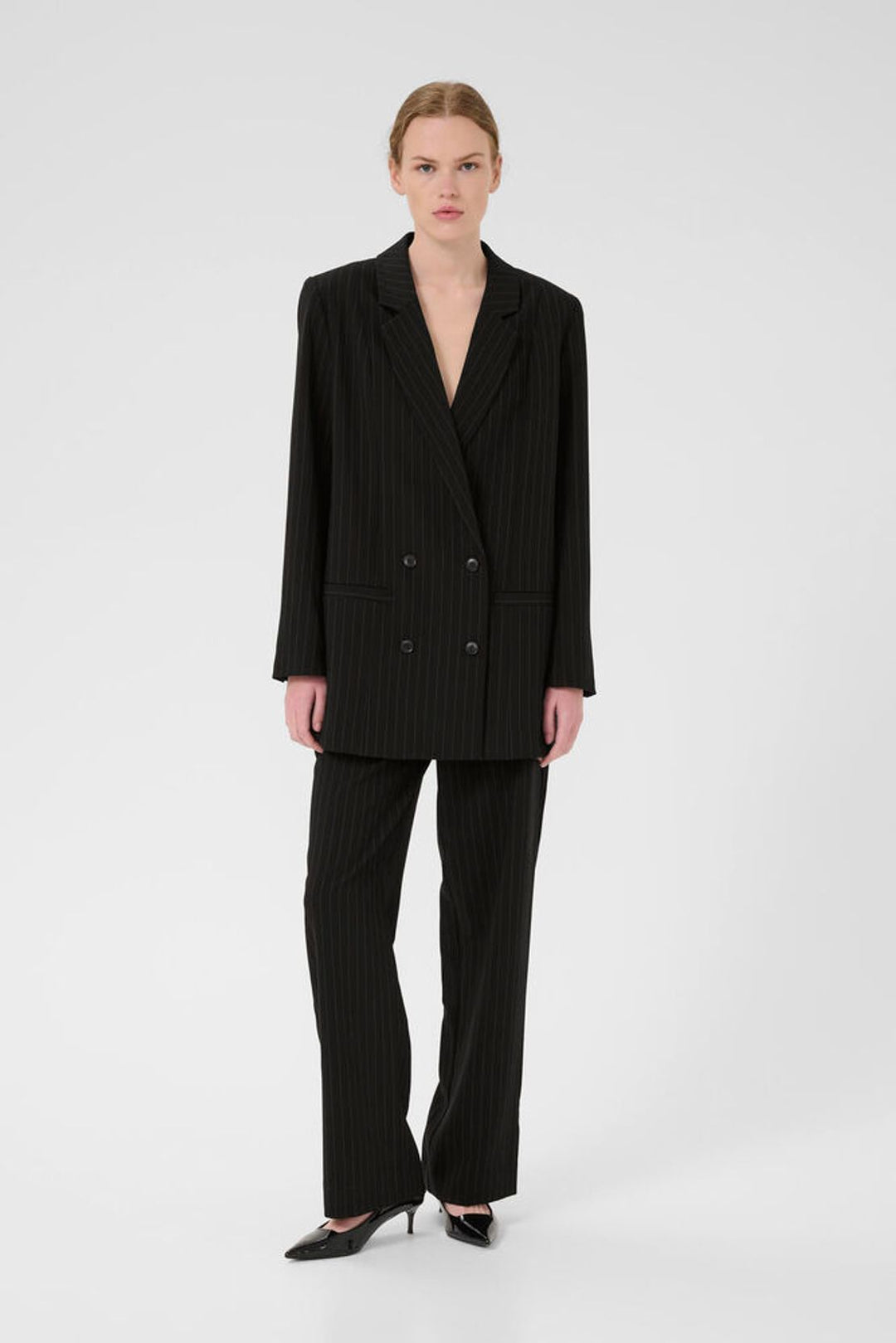 JoelleGZ pinstripe blazer - Black pinstripe