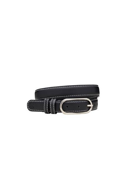 Glossy Nola Leather Belt - Black
