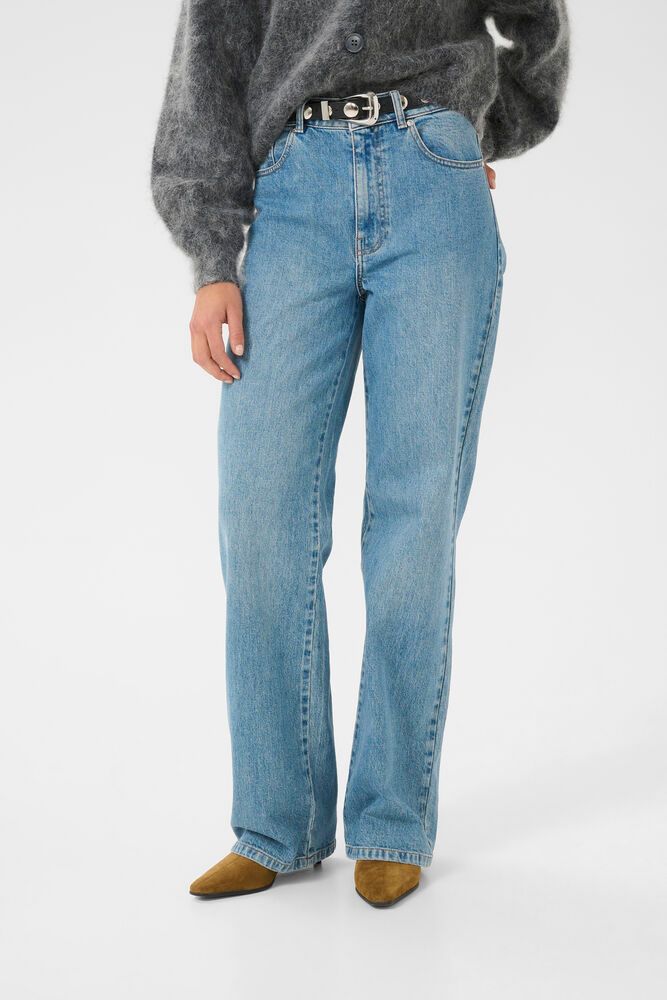 ZolinaGZ HW wide jeans - Washed mid blue