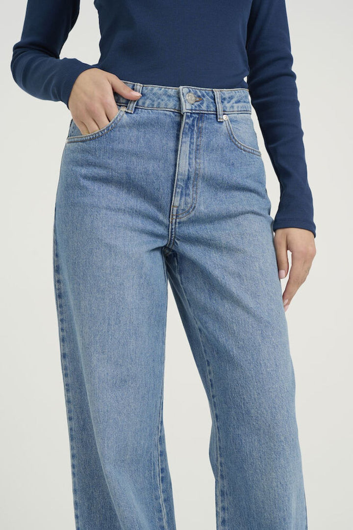 ZolinaGZ HW wide jeans - Washed mid blue