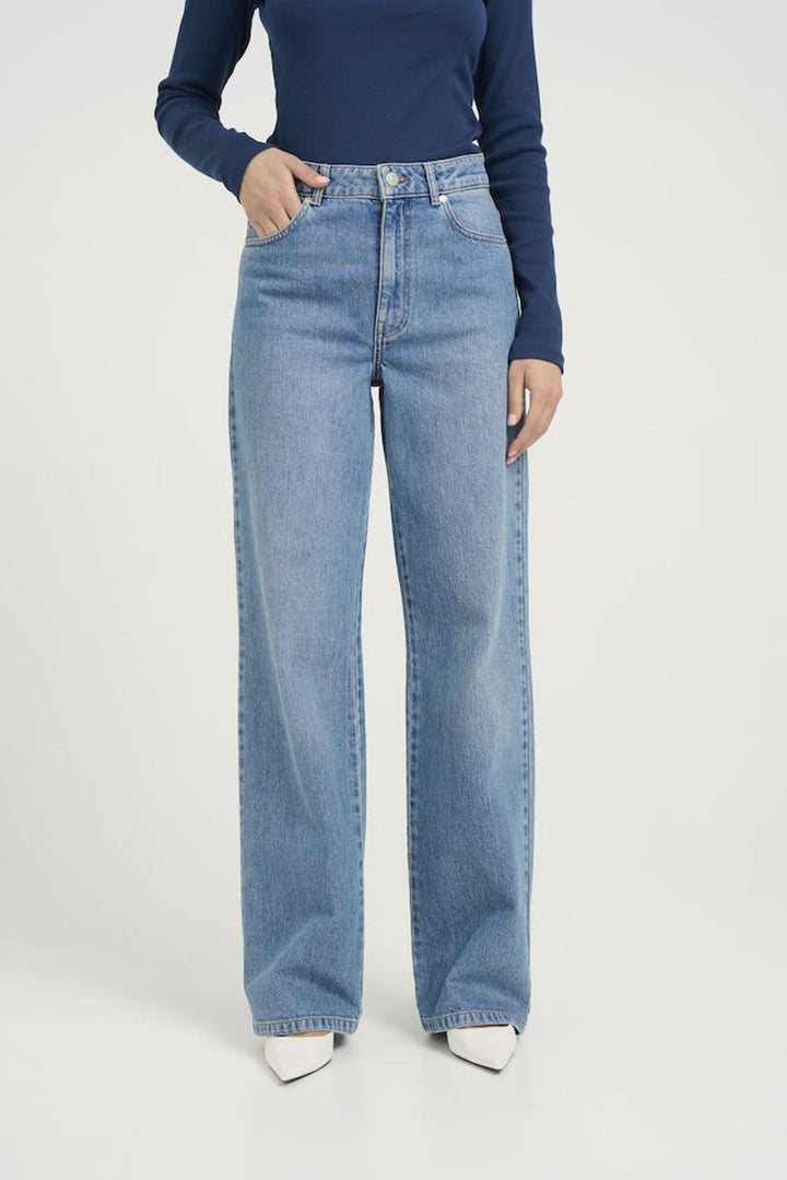 ZolinaGZ HW wide jeans - Washed mid blue
