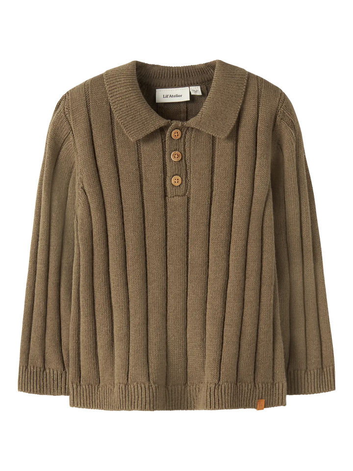 Nmmlomon Ls Loose Knit Polo Lil - Kangaroo