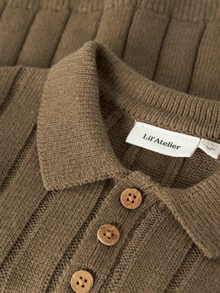 Nmmlomon Ls Loose Knit Polo Lil - Kangaroo