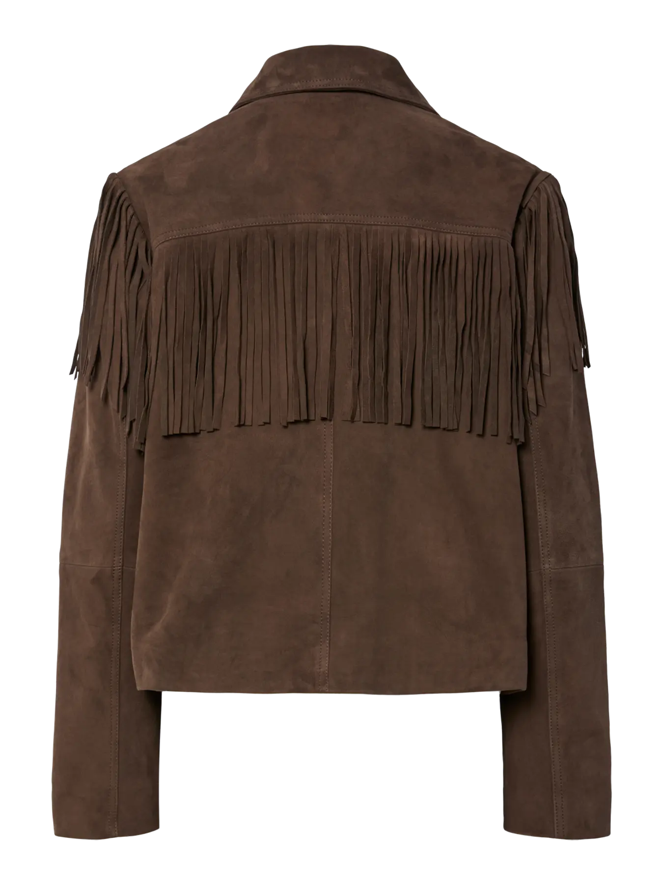 Yashannah Ls Suede Leather Fringe Jacket - Chocolate Brown