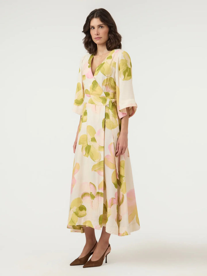 Yasmarga 3/4 Wrap Long Dress S. Noos - Pristine Marga Aop