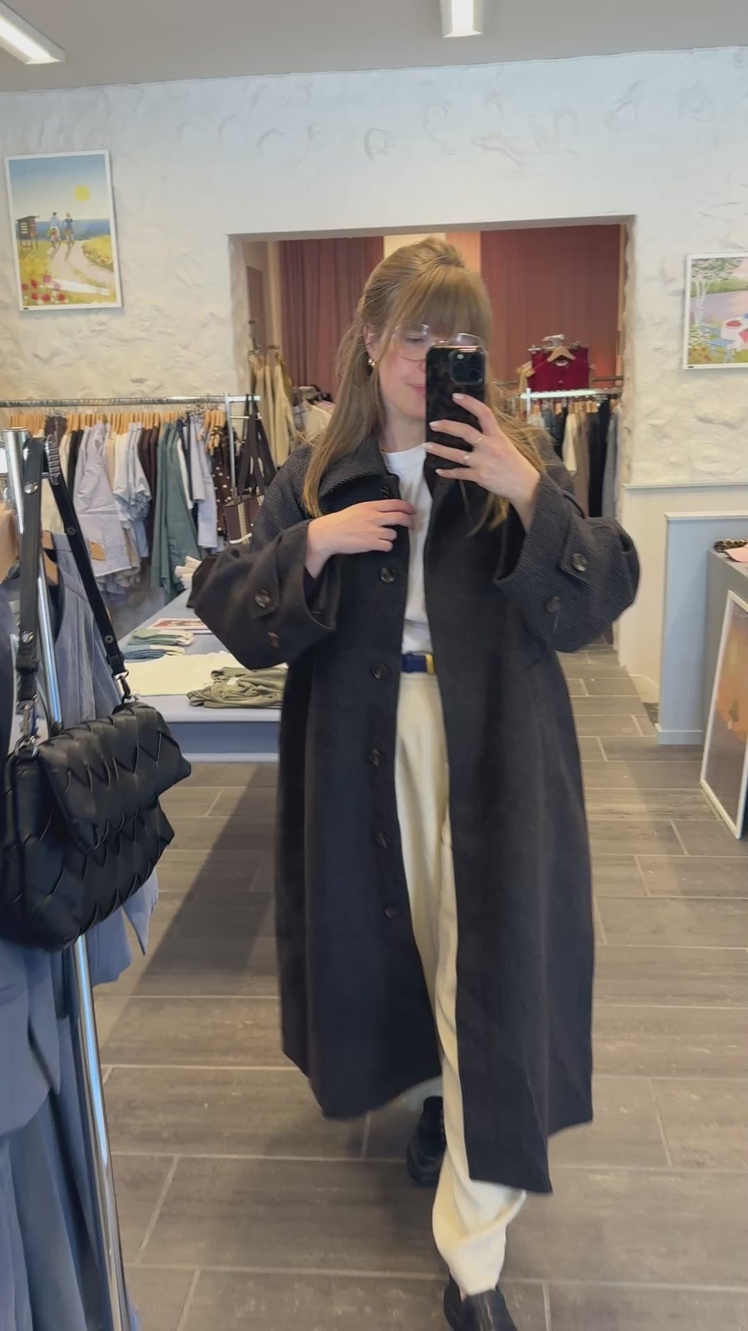 Magda Coat - Navy Houndstooth