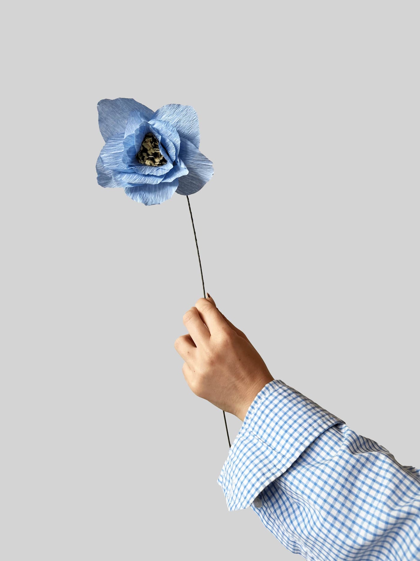 Papirblomst - Poppy - Light Blue