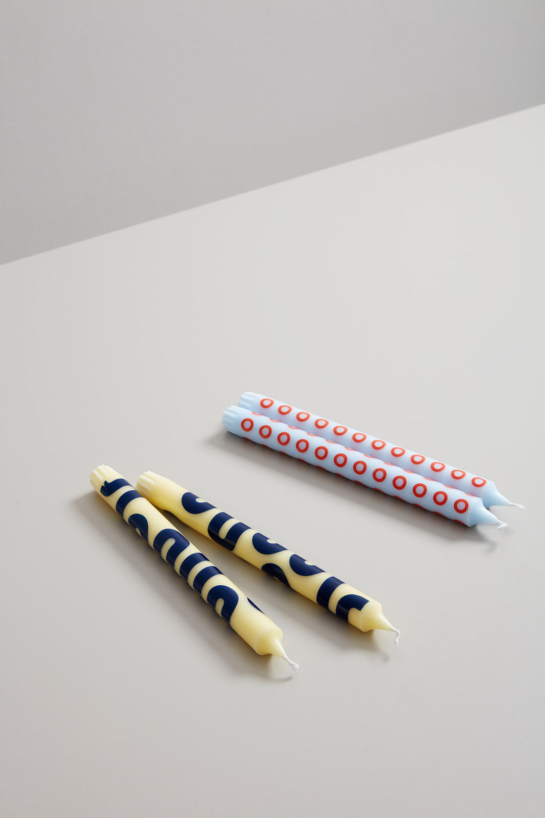 Kronelys - Yellow/Blue - Sett med 4