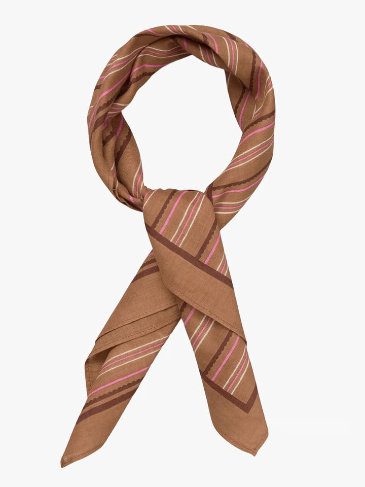 Scallopia Striped Cotta Scarf - Wood Thrush Brown